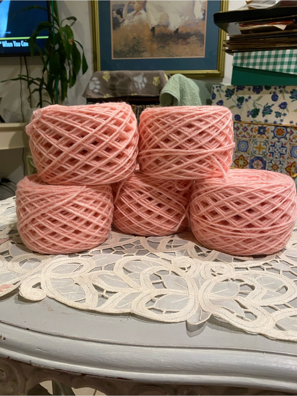 Peach Pink Worsted Weight Yarn - 5 Hand-Wound Cakes